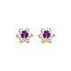 Flower Birthstone Color CZ Stud Earrings in 14K Yellow Gold thumb 0