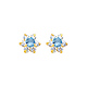Flower Birthstone Color CZ Stud Earrings in 14K Yellow Gold thumb 0