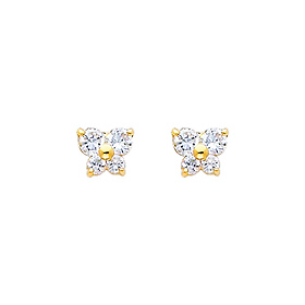 Butterfly Birthstone Color CZ Stud Earrings in 14K Yellow Gold