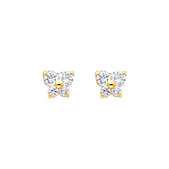 Butterfly Birthstone Color CZ Stud Earrings in 14K Yellow Gold