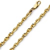 4mm 14K Yellow Gold Solid Men's Diamond-Cut Rope Chain Necklace 20-26in