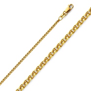 1.7mm Solid 14K Yellow Gold Flat Open Spiga Wheat Chain Necklace 16-22in