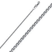 1.5mm Solid 14K White Gold Flat Open Spiga Wheat Chain Necklace 16-22in