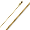 0.9mm Solid 14K Yellow Gold Round Braided Spiga Wheat Chain Necklace 16-22in