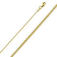 0.8mm 14K Yellow Gold Solid Snake Chain Necklace 16-20in