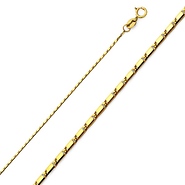 1mm Solid 14K Yellow Gold Snail Link Chain Necklace 16-22in