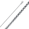 1.2mm 14K White Gold Solid Diamond-Cut Angled Rolo Cable Chain Necklace 16-22in