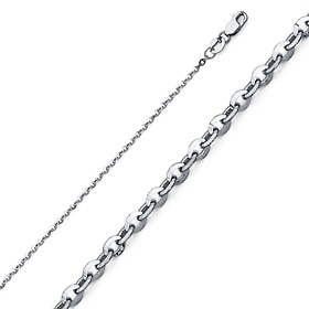 1.6mm 14K White Gold Diamond-Cut Solid Beveled Cable Chain Necklace 16-22in