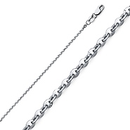 1.6mm 14K White Gold Diamond-Cut Solid Beveled Cable Chain Necklace 16-22in