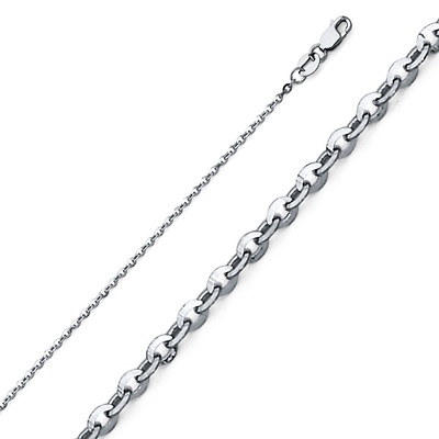 1.6mm 14K White Gold Diamond-Cut Solid Beveled Cable Chain Necklace 16-22in