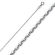 1.2mm 14K White Gold Solid Diamond-Cut Beveled Cable Chain Necklace 16-22in