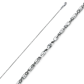 1mm Solid 14K White Gold Diamond-Cut Round Snail Chain Necklace 16-22in