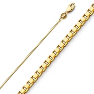 0.8mm Solid 14K Yellow Gold Box Link Chain Necklace 16-24in