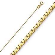 0.5mm 14K Yellow Gold Solid Box Link Chain Necklace 16-22in