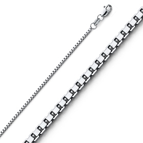 1mm 14K White Gold Solid Box Link Chain Necklace 16-24in