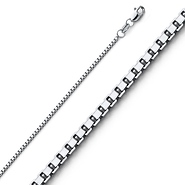 1mm 14K White Gold Solid Box Link Chain Necklace 16-24in