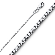 0.8mm 14K White Gold Solid Box Link Chain Necklace 16-24in