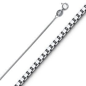0.6mm Solid 14K White Gold Solid Box Link Chain Necklace 16-24in