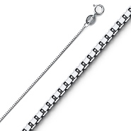 0.6mm Solid 14K White Gold Solid Box Link Chain Necklace 16-24in