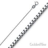 0.5mm 14K White Gold Solid Box Link Chain Necklace 16-22in