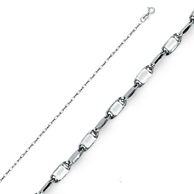 1.2mm Solid 14K White Gold Twisted Snail Chain Necklace 16-22in