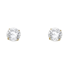 8mm 14K Yellow Gold Round Cut CZ Stud Earrings
