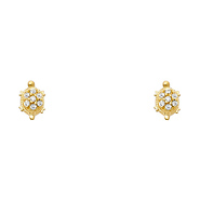 14K Yellow Gold Turtle CZ Stud Earrings