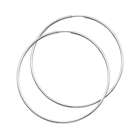 Polished Endless Extra Large Hoop Earrings - 14K White Gold 1.5mm x 2.25 inch