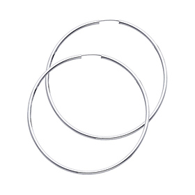 Polished Endless Large Hoop Earrings - 14K White Gold 2mm x 2.16 inch