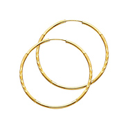 Diamond-Cut Satin Endless Medium Hoop Earrings - 14K Yellow Gold 1.5mm x 1.5 inch