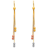 14K Tricolor Gold Chandelier Beaded Tassel Earrings 65mm