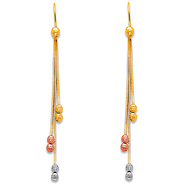 14K Tricolor Gold Chandelier Beaded Tassel Earrings 65mm