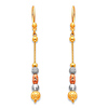 Long 5-Beaded Diamond-Cut Dangle Earrings in 14K TriGold 50mm