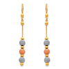 Long Three Circle Dangling Earrings in 14K TriGold 55mm