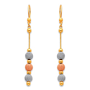 Long Three Circle Dangling Earrings in 14K TriGold 55mm