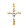 Medium Tapered Crucifix Pendant in 14K Two-Tone Gold - Classic