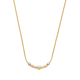 14K Tricolor Gold Shimmering Charms Popcorn Chain Necklace