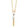 1.5mm 14K Tricolor Gold Box Chain Hanging Tassel Necklace