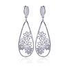 Hanging Teardrop Flower Design Stainless Steel Earring