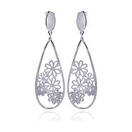 Hanging Teardrop Flower Design Stainless Steel Earring