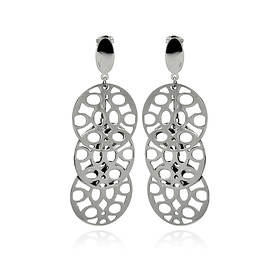 3 Hanging Outline Disc Stainless Steel Earring