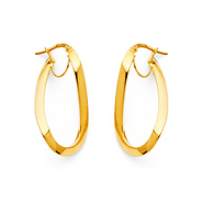 Oval Twist Medium Hoop Earrings - 14K Yellow Gold
