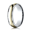 6mm Domed YG Center Rimmed Wedding Band by Benchmark Rings in 14K Two-Tone Gold