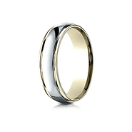 6mm Domed WG Center Rimmed Wedding Band by Benchmark Rings in 14K Two-Tone Gold