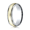 6mm Satin YG Center Duo Milgrain Rimmed 14K Two-Tone Gold Wedding Band