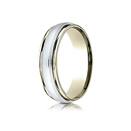 6mm Satin WG Center Duo Milgrain Rimmed 14K Two-Tone Gold Wedding Band