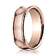 7.5mm 14K Rose Gold Satin Concave Rimmed Benchmark Wedding Band thumb 0