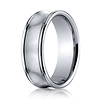 7.5mm 14K White Gold Satin Concave Rimmed Benchmark Wedding Band