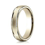 4mm Satin Center Rimmed Wedding Band by Benchmark in 14K Yellow Gold