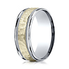 8mm YG Hammered Rounded Edge Wedding Band by Benchmark Rings in 14K Two-Tone Gold